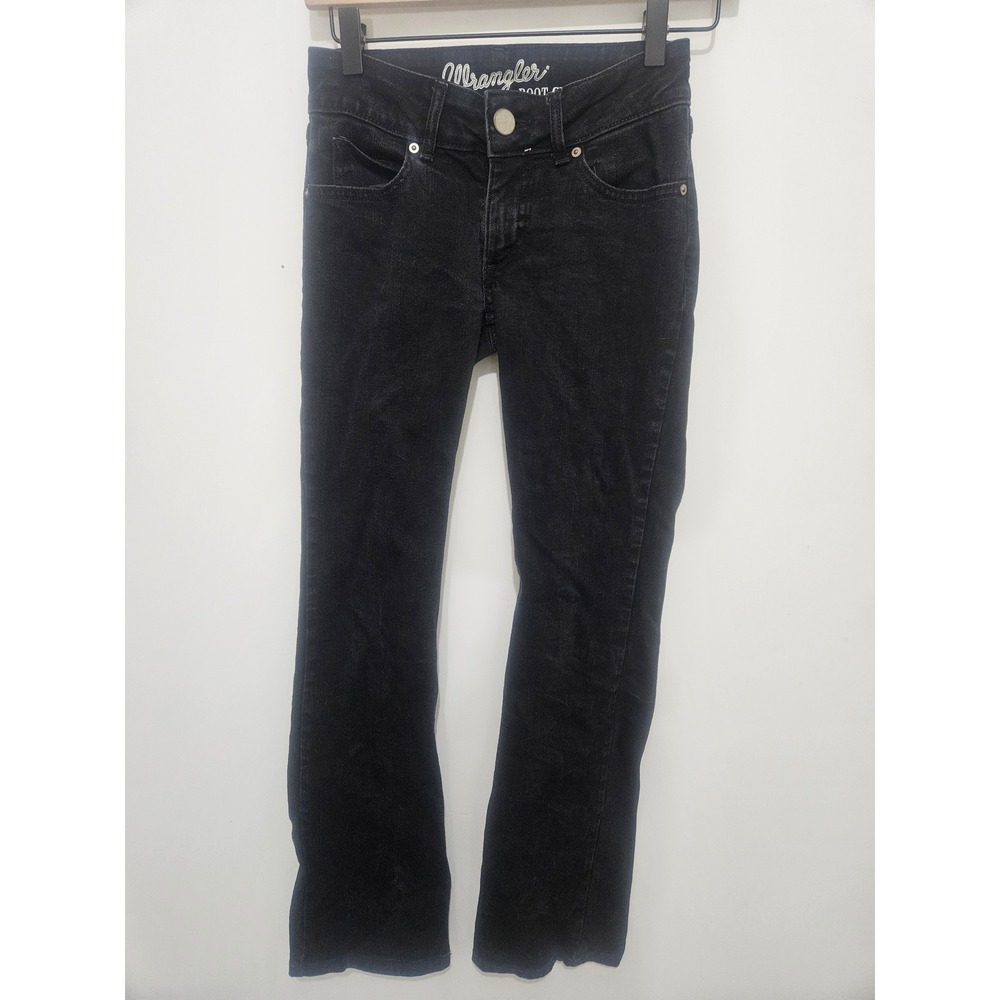 Wrangler Women‎ Black Bootcut Jeans Slim Fit Stretch Denim 1009MWZBK Size 0x32